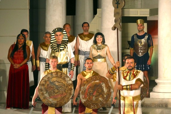 Amneris, a király és Radames: Dana Liliana Ciuca, Berczelly István és Kiss B. Atilla (fotó: Budai István)